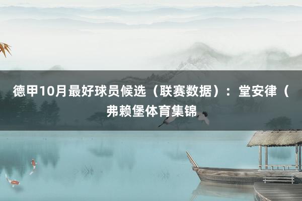 德甲10月最好球员候选（联赛数据）：堂安律（弗赖堡体育集锦