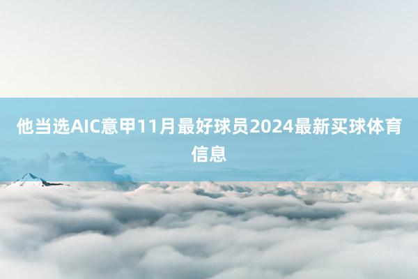他当选AIC意甲11月最好球员2024最新买球体育信息