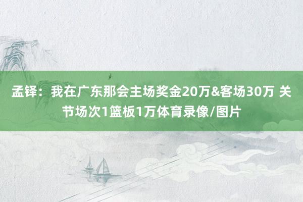 孟铎：我在广东那会主场奖金20万&客场30万 关节场次1篮板1万体育录像/图片